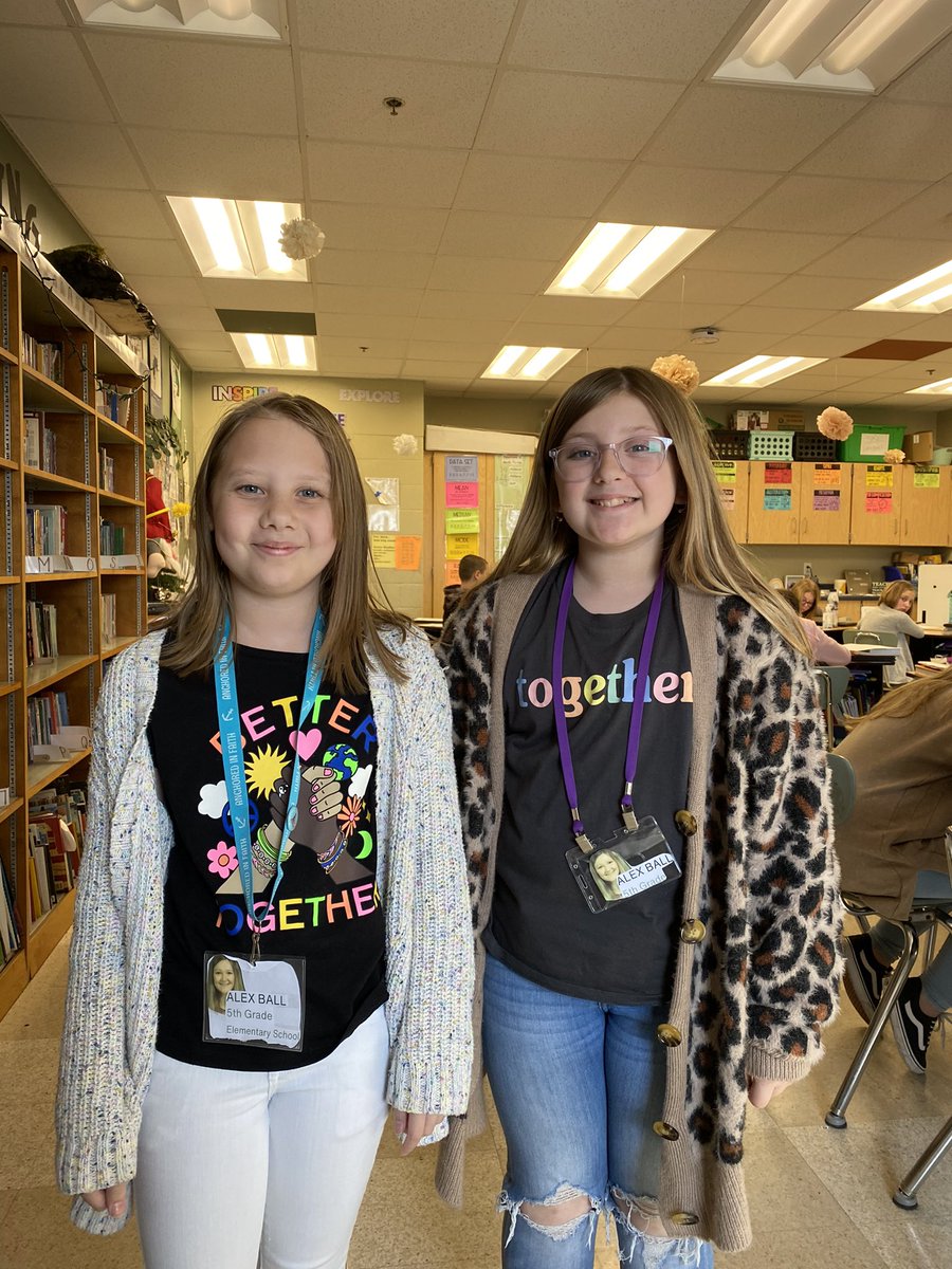 Ball5th's tweet photo. Dress like your favorite teacher day! Some of my kids made name tags too😂 they nailed it! Kind shirts, cardigans, and sweatshirts! I even had a twin in 3rd grade! #rowva #rowvastrong https://t.co/BHDTZGmpfS