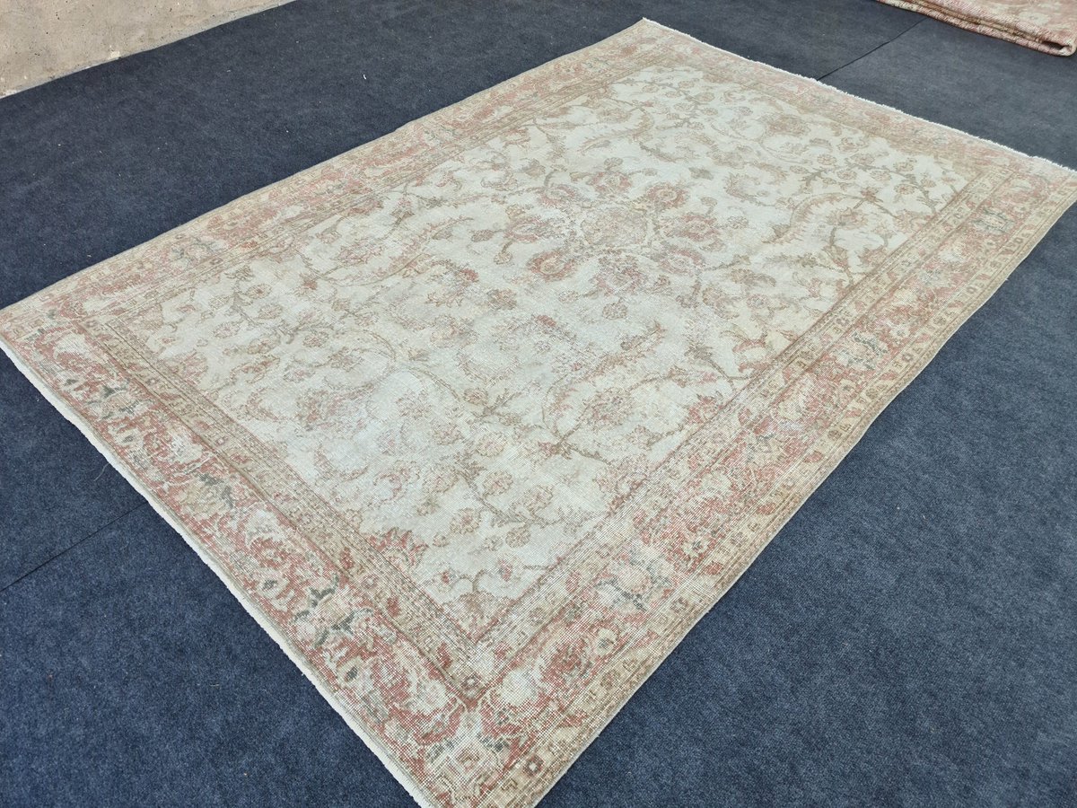 Excited to share the latest addition to my #etsy shop: 6x9 Faded Vintage Rug/ 6.25x9.4 feet/ Turkish Rug for Nostalgic Decor/ Wool Hand Knotted Rug/ Oriental Carpet/ Rug for Under Bed etsy.me/3Khoqiv #housewarming #mothersday  #floralrug #bedroomrug