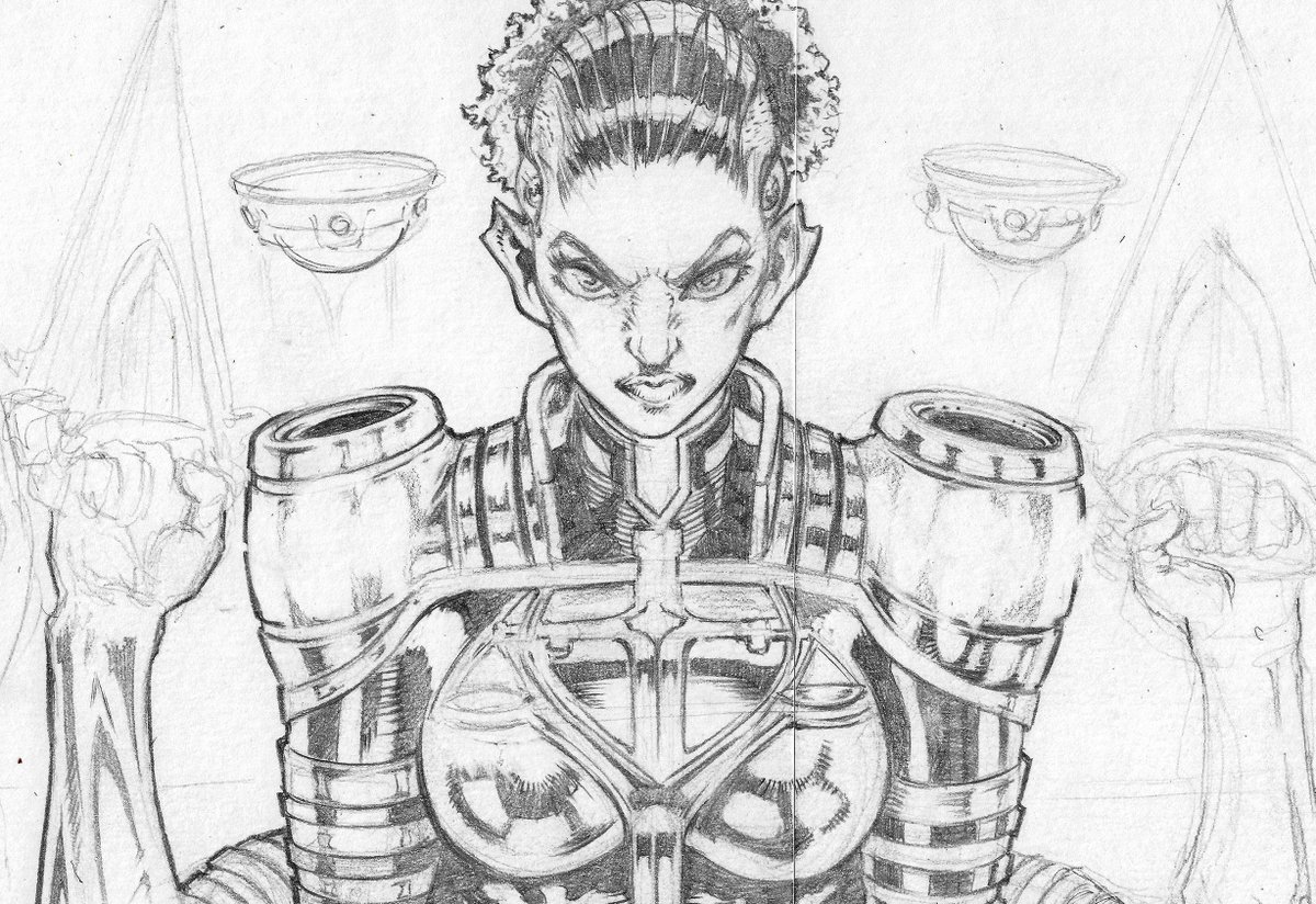 ThePencilPimp's tweet photo. #WIP It's a team book; tons of redshirts to kill off (it's heavily borrowing from Star Trek). So I need to either simply her uniform or use less labor-intensive rendering.
#Comicsgate #Pencils #ComicsgateIsaLoveGroup #DiversityInComics #POCcharacter #BlackCharacter #Comicart https://t.co/oRYjrnwIOa