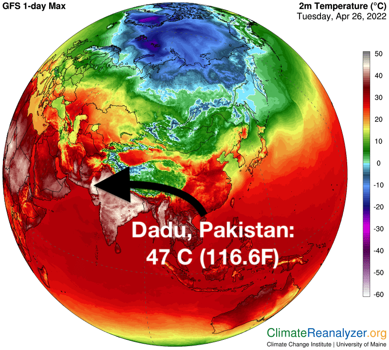 Colin McCarthy on X: #Pakistan topped at a blistering 47C (116.6F