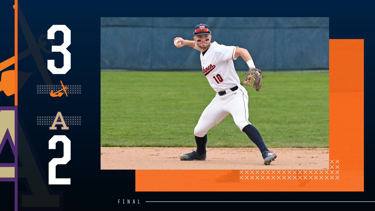 HopeCollegeBSB's tweet photo. VICTORY! Hope 3, Albion 2. Brant Kym (10) delivers the go-ahead run and his third RBI of the game with a two-out double in the bottom of the eighth. @HopeCollegeBSB improves to 21-7 overall and a MIAA-leading 12-3 in league play. #BeStrongBeTrue #d3baseball https://t.co/ihvrojybDA