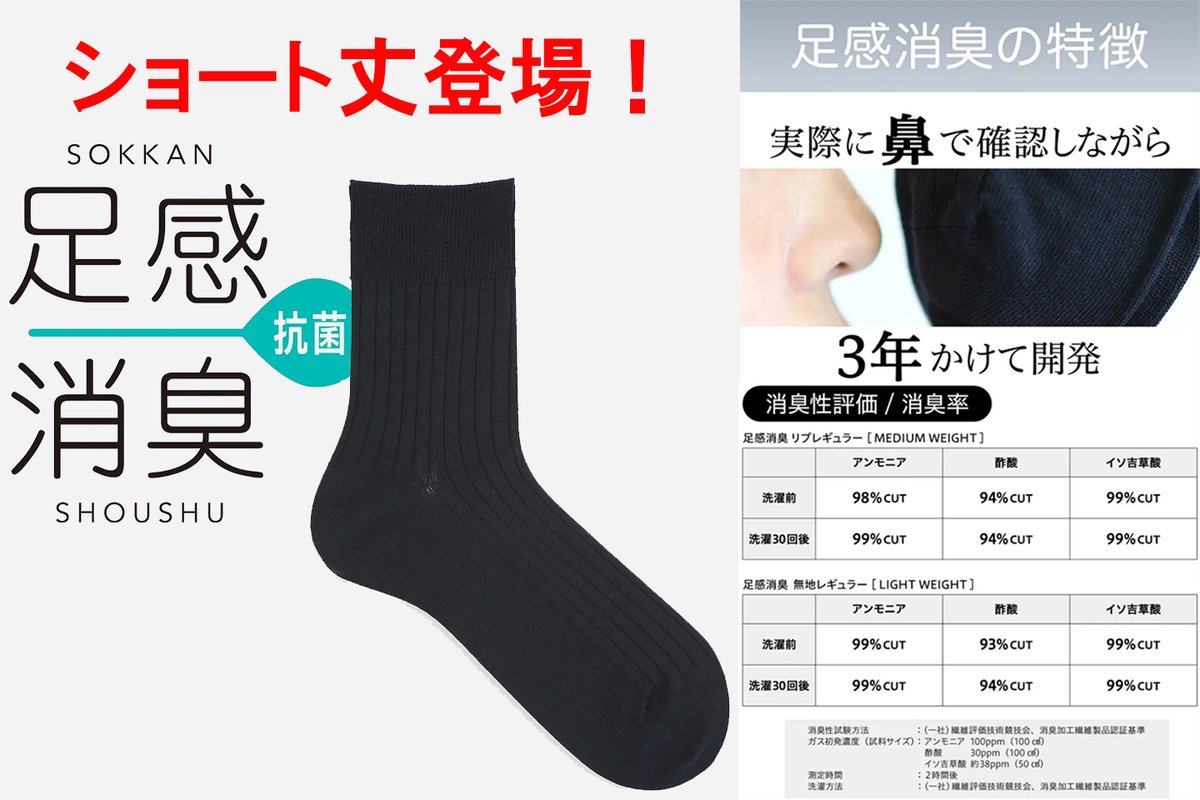 Tabio_MEN's tweet photo. おはようございます。
関西は雨が続き蒸し暑い梅雨のような天気。
ニオイ対策には素材開発からおこなった「超消臭靴下」がおススメです。
暑くなるこの時期にあわせて「ショート丈」登場です！
https://t.co/uJ8cPAtq1w
7:35の人 https://t.co/gMv4zjTuYQ