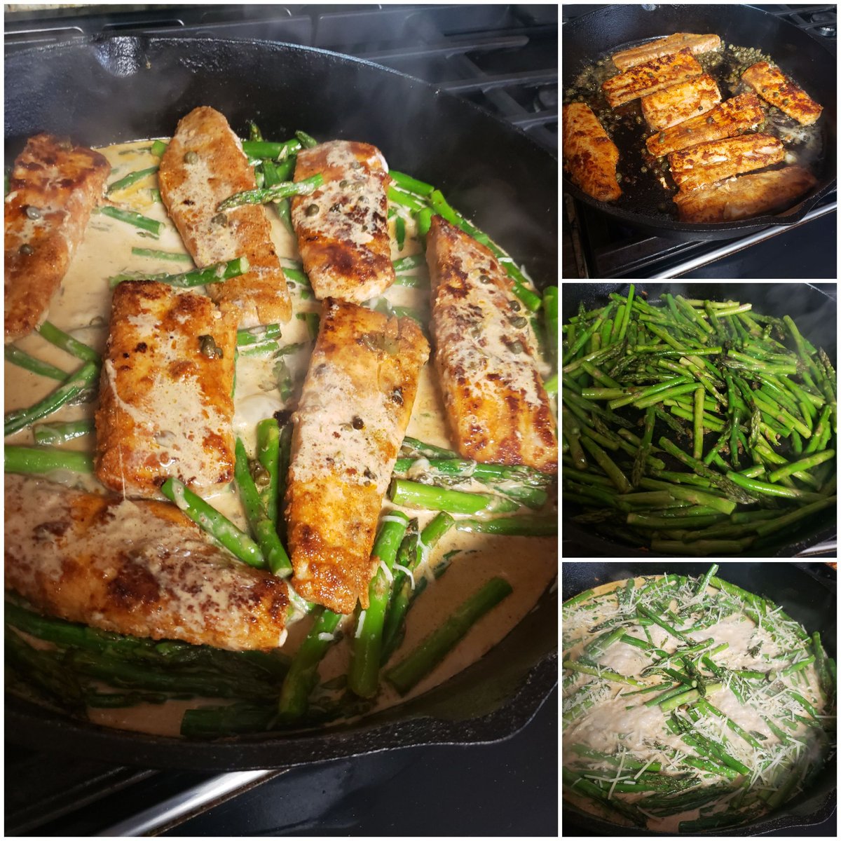 SchexJny's tweet photo. Mahi-mahi and asparagus in a parmesan cream sauce. Determined to #dropafew. #keto #lowcarb https://t.co/FAUq7FNFBx