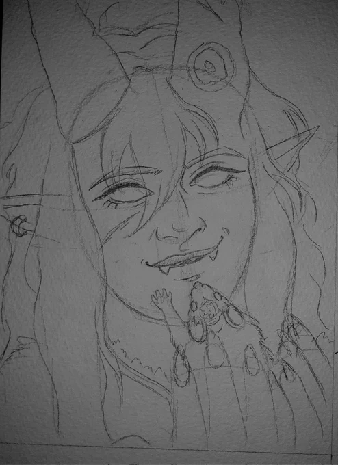 It's she... Strix, my beloved 💜 how I have missed drawing you...
(WIP sketch) 