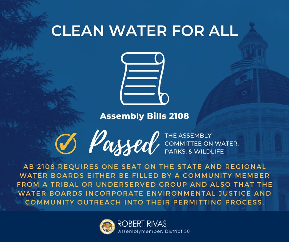 Excited that #AB2108, ensuring tribal and underserved groups have a voice in water policy decisions, passed the Assembly Committee on Water, Parks, & Wildlife today. Thank you Chair @BauerKahan and committee members for your support!