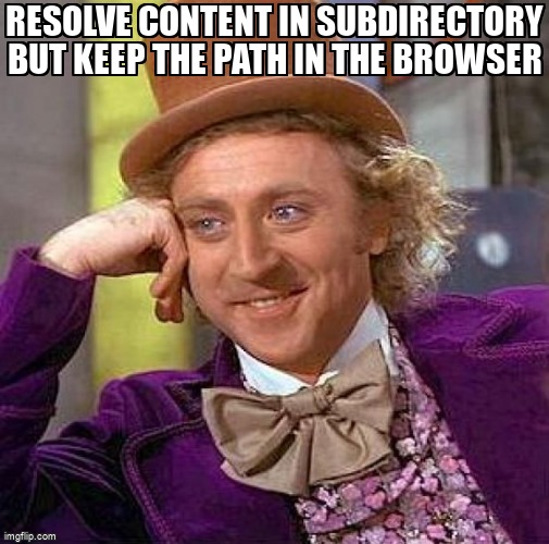 overflow_meme's tweet image. Resolve content in subdirectory but keep the path in the browser stackoverflow.com/questions/7196… #apache #redirect #modrewrite #htaccess