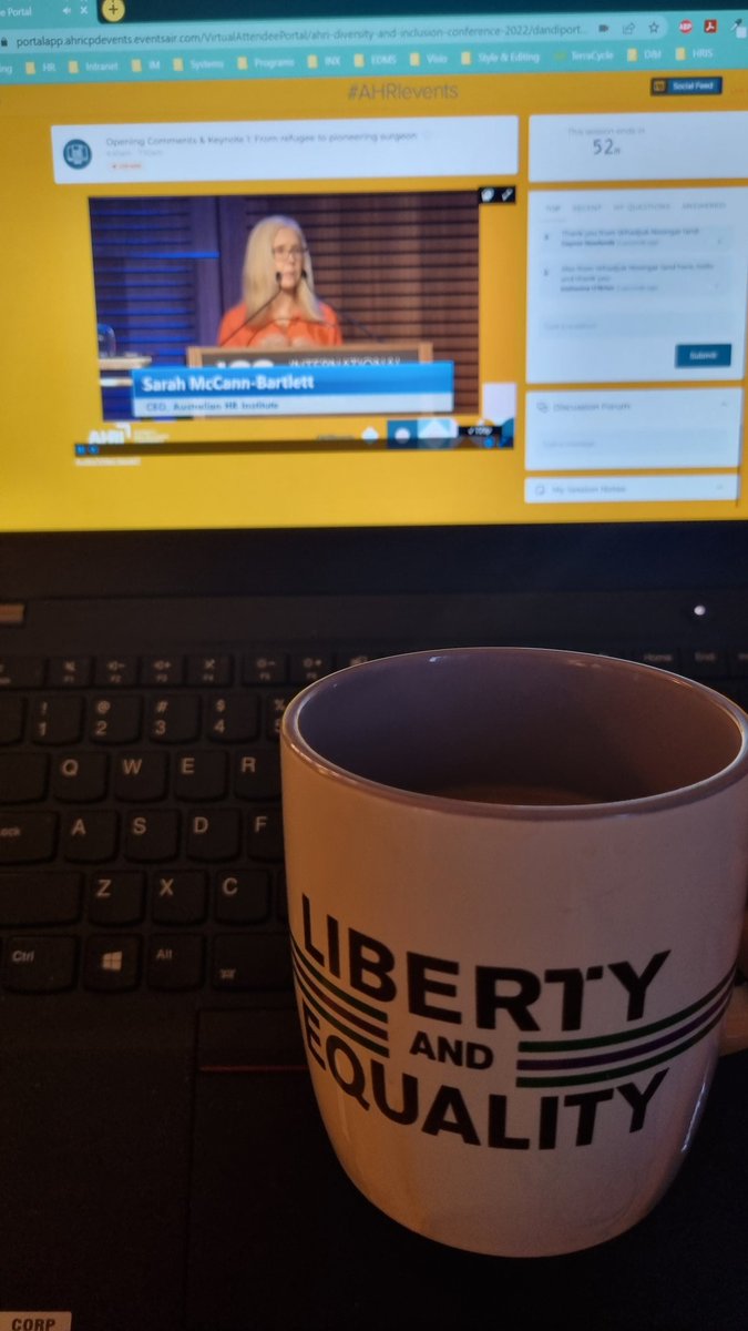 lousiekat's tweet photo. An appropriate mug for an online experience of the @AHRItweets Diversity &amp; Inclusion conference #AHRIevents https://t.co/cU2MjUJpKj