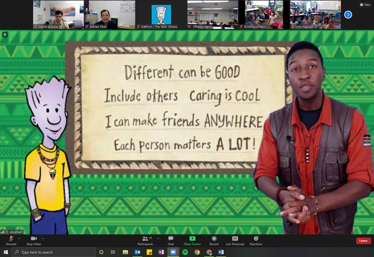 gis_charter's tweet photo. Today we had a wonderful virtual visit from NED and his team! 
We embarked on NED's Kindness Adventure into the country of Kenya on the continent of Africa! Our host Abraham led us through various aspects of the culture in Kenya and how different our world really is!

#Kindness https://t.co/pd6maqFRmd