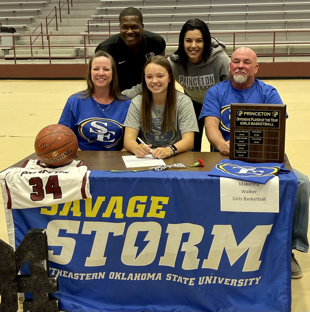 Makenna Walker signed to play basketball for Southeastern Oklahoma State University in Durant, Okla., an NCAA Div. II school in the Great American Conference. She was joined by her mom and dad, Kevin and Melissa Walker, and coaches Carla Denning and Dennis Webb.