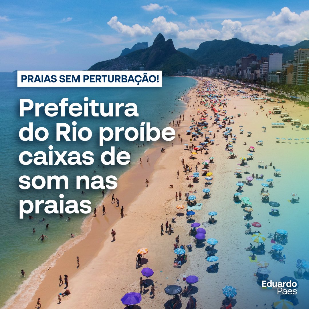 As praias são os lugares + democráticos e populares de nossa cidade. É importante que o espaço do outro seja respeitado, sem ser invadido por um som alto, que chega a obrigar as pessoas que estão lá se divertindo, descansando ou curtindo a se retirarem do local.1/3