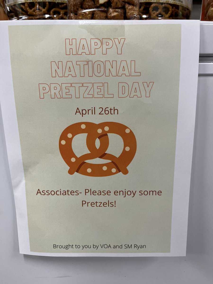 LeahAMoor's tweet photo. We did Knot forget about national pretzel day! #2211proud #VOA https://t.co/Ljsp7DhSkl
