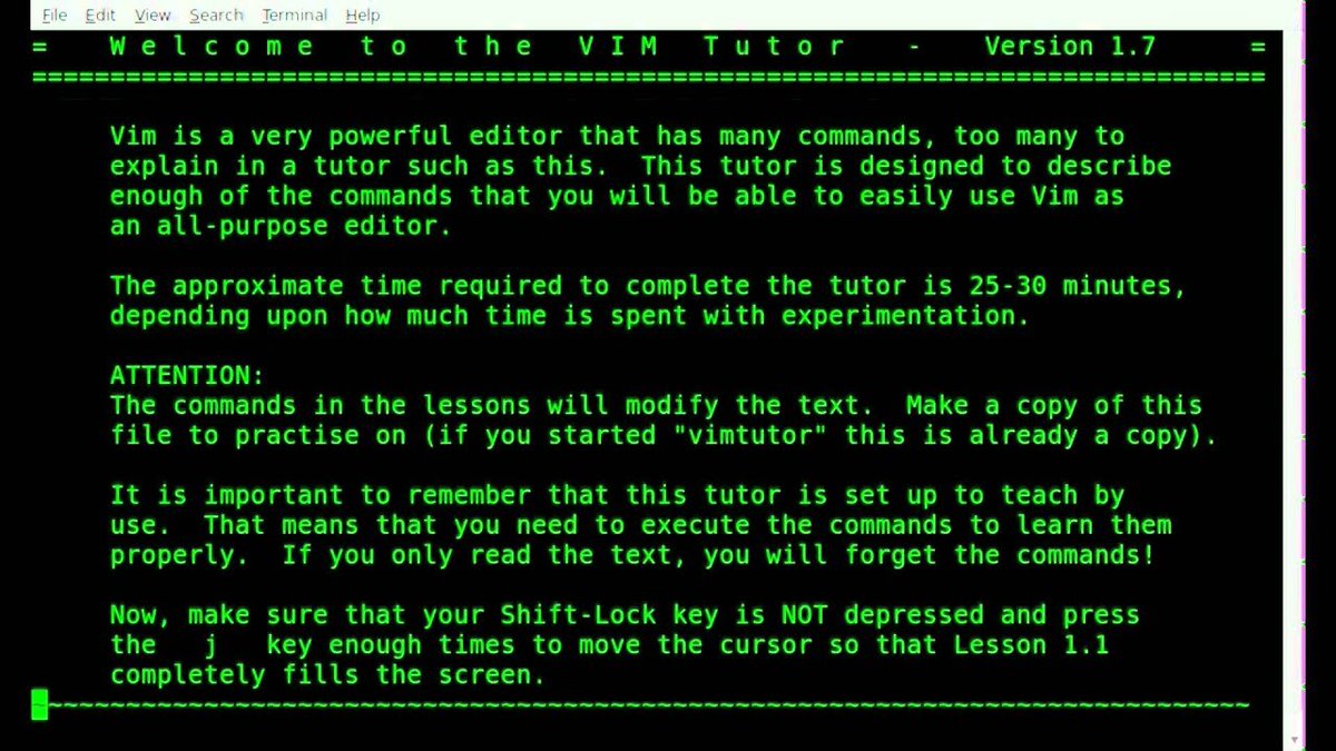 Androido19's tweet image. Today I am learning #vim for this I am using #vimtutor
Is a great recommendation for whom want to learn vim