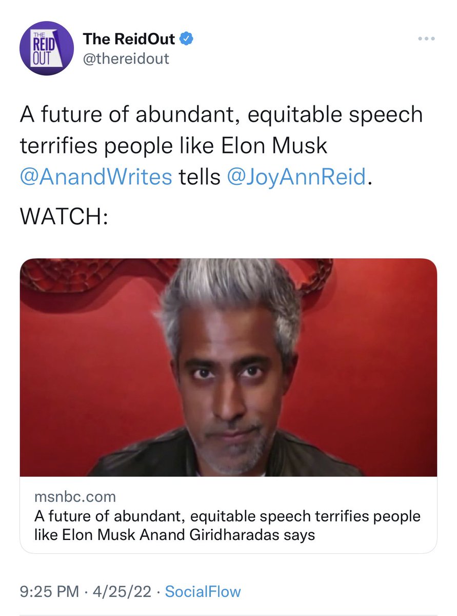 Oh snap, they coined a new term.

Instead of “censorship” or “content manipulation,” they’re calling it “equitable speech.” #joyannreid #freespeech #equitablespeech #languagemanipulation