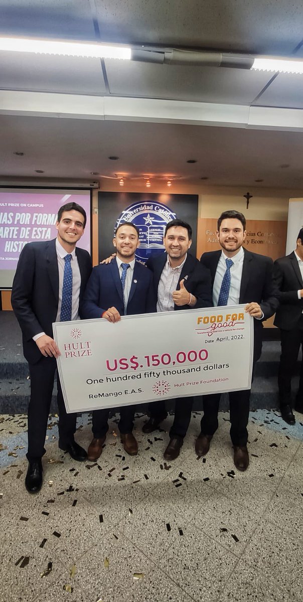 EColman11's tweet photo. La creatividad de la juventud 🇵🇾 es orgullo nacional 💪🏻
#ReMango 🥭EAS de @pstagni97 @gonza_martinezs e Ignacio Rotela, es protagonista a nivel 🗺 🙌🏻
De entre 3.000 ideas en todo el mundo obtuvieron el 1er puesto en @hultprize 🥇
Jóvenes emprendedores
muchas felicidades!! 💰 https://t.co/UJmJQxSIgC