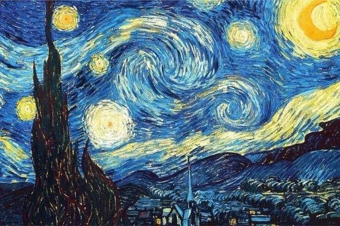 Noche estrellada en diferentes estilos: 

• Azul Jaoaon
• Grryun Kim
• Alex Ruiz
• Van Gogh

Crédito Hany Mostafa