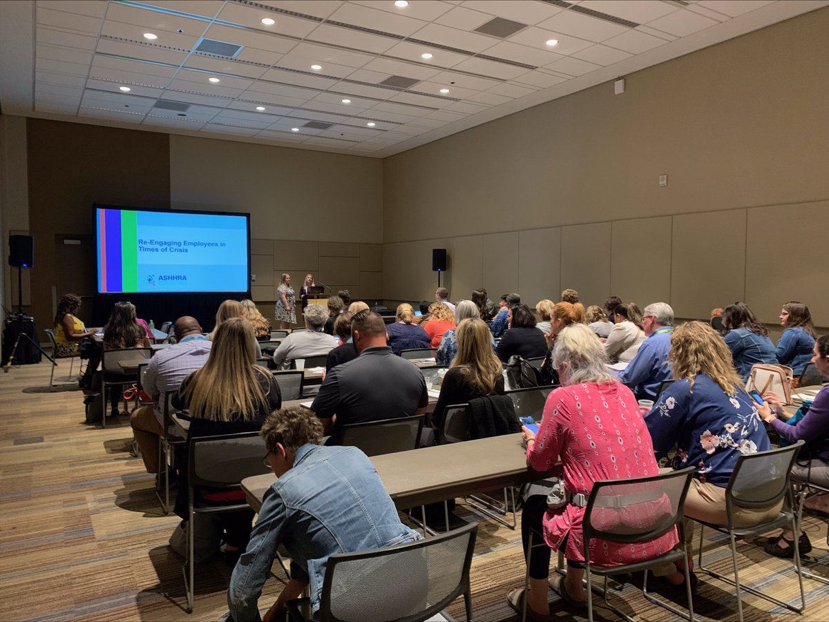 PRCExcellence's tweet photo. We wrapped up this afternoon's session with an engaging audience and candid conversation. Thank you to all who attended. Be sure to reach out to @DrCynthiaKing1 or @katieowens2 for resources on reengaging employees. #ASHHRA22 @HXFoundation https://t.co/39LDG4bYt4