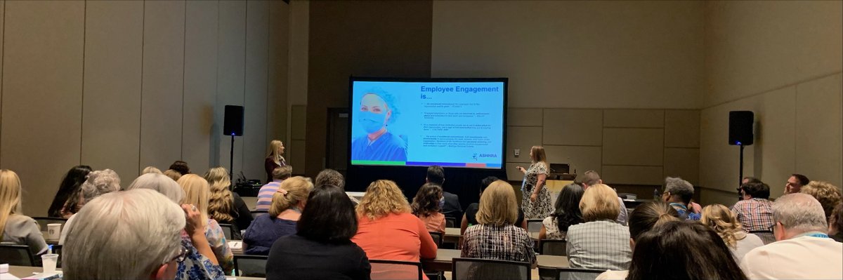 PRCExcellence's tweet photo. We wrapped up this afternoon's session with an engaging audience and candid conversation. Thank you to all who attended. Be sure to reach out to @DrCynthiaKing1 or @katieowens2 for resources on reengaging employees. #ASHHRA22 @HXFoundation https://t.co/39LDG4bYt4