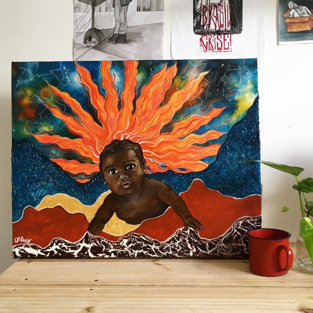 crazy_visuals's tweet photo. GM family, today I want to share with y'all one of my passions. For those who don't know me, I used to work as acrylic painter.
This is one of my favorites,  made w paint and hot glue and it's called "O FUTURO"

I've been missing canvas soo much 🥲 whats your others skills?✨ https://t.co/o0kcwhl5VL