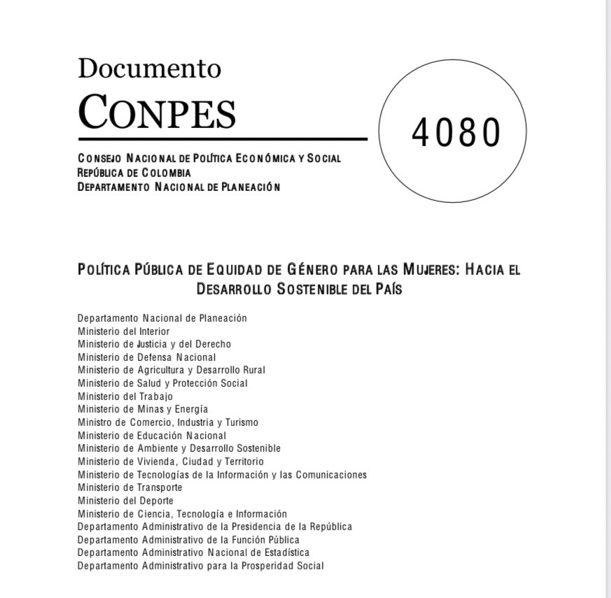 nerioalvis's tweet image. El Gobierno nacional aprobó el #CONPESEquidadDeGénero con el que se traza la hoja de ruta a 2030 en esta materia. Desde el #DAFP seguiremos trabajando por aumentar la participación de la mujer en el empleo público del país. Consúltenlo acá👉🏽 acortar.link/iELQt1
 #EsConHechos