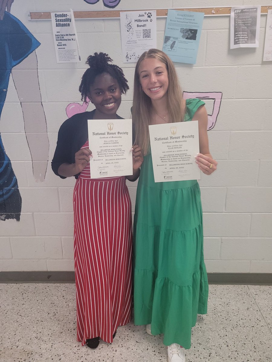 CarlytonC's tweet photo. Congrats to these lady @MillbrookWBB athletes, @JessClemons2023 and @EllieMosler2023 for being inducted into the National Honor Society.  #stillwinning https://t.co/Fqzxv4FBwp
