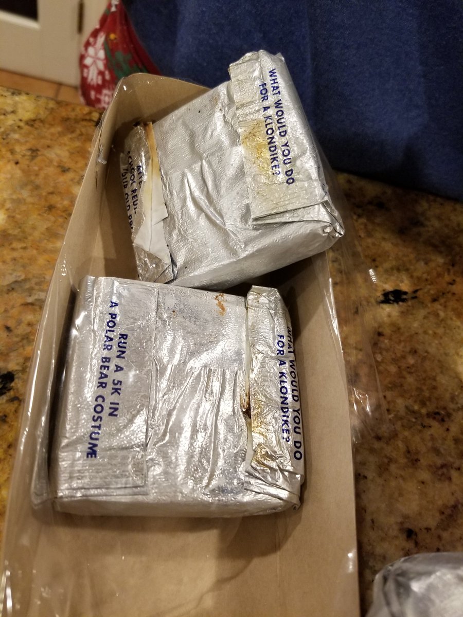 <a href="/Klondikebar/">Klondike</a> opened a new package and found 6 bars with visible burn marks on the foil wrap and a fire smell. Got quality control?