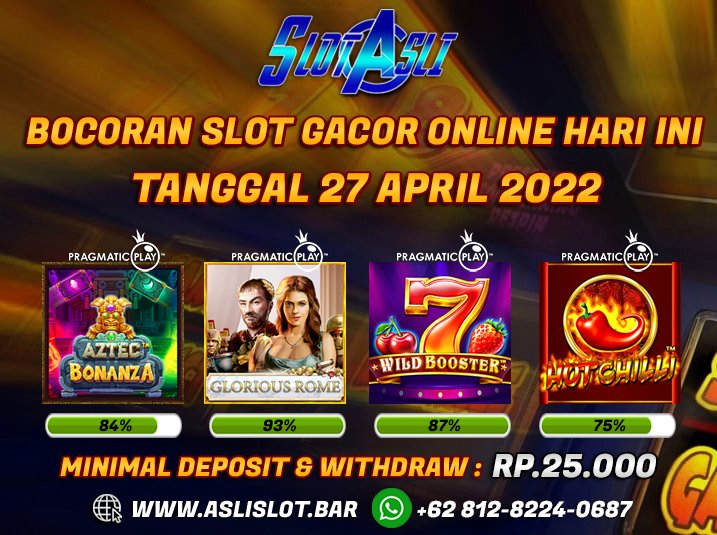 SlotAsli's tweet photo. Bocoran Game Slot Gacor Hari Ini Tanggal 27 April 2022 Dengan Beragam Situs Slot Online Uang Asli Terbaik. Adanya Informasi RTP Slot Gacor Online Tertinggi Hingga 93%.

https://t.co/cH3XV3otKx

#SlotAsli #SlotOnline #SlotGacor #SlotIndonesia #BocoranSlot #RTP #JudiSlotIndonesia https://t.co/7TGMud2k6e