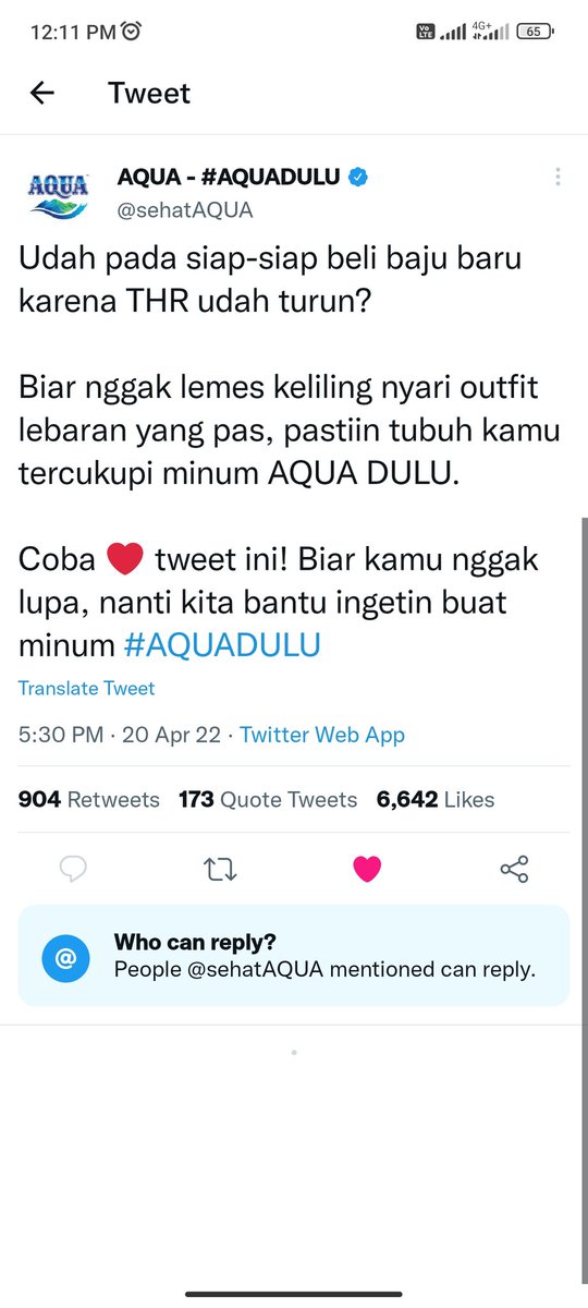bhadie's tweet photo. @Poconggg @sehatAQUA @anyaselalubenar @BudeSumiyati @Poconggg  @sehatAQUA  
Minum aqua badan sehat dan gak lemes biar bisa keliling nyari baju lebaran dari THR dan buat ibadah.

#AQUADULU  #minumAQUA https://t.co/012LxVtofM