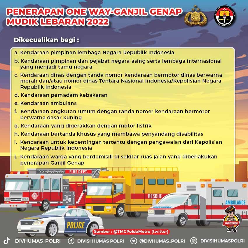 Sek_BogSel's tweet photo. PENERAPAN ONE WAY-GANJIL GENAP
MUDIK LEBARAN 2022

Sumber : @TMCPoldaMetro (twitter)

#MudikWajibProkes
Lebaran Aman Sehat https://t.co/CulbpeGF2T