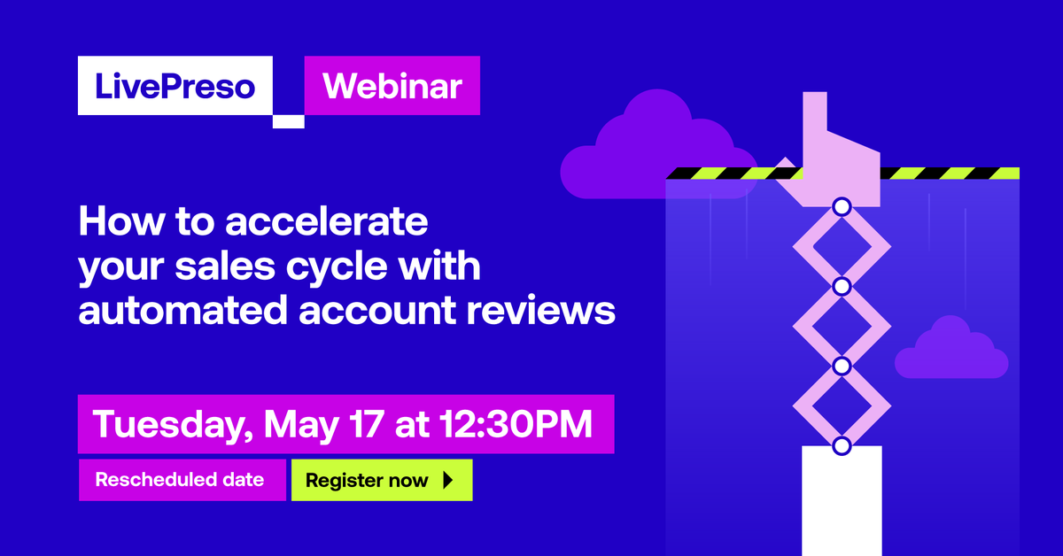 LivePreso's tweet photo. Save the (new) date! 📅

We've had to move our upcoming webinar to May 17. Join us for a 45-minute masterclass as we show you how we're helping our enterprise customers leave their competition behind.

Register today: https://t.co/MGLMmnW8na https://t.co/GmWPucABAG