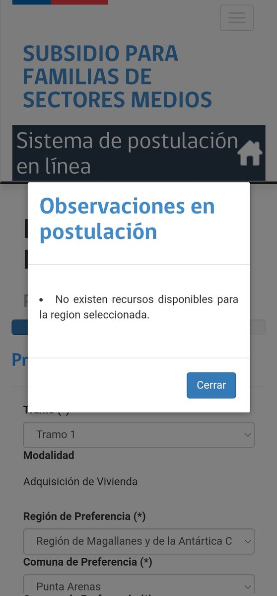 JAIME_LEVICOY's tweet photo. @Minvu y ahora... en Magallanes no se puede postular a #Ds1 #Tramo1 😐#PUQ @minvumagallanes @gobmagallanes @GobiernodeChile @gabrielboric https://t.co/mVAs7LQuiK