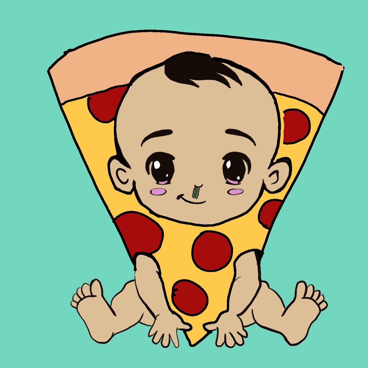 ONe_S00's tweet photo. @MariShioshvili This baby is hungry for pizza! #onesiesquad #NFTCommunity like and share. Visit us on opensea for more https://t.co/BjMXVDrLkM