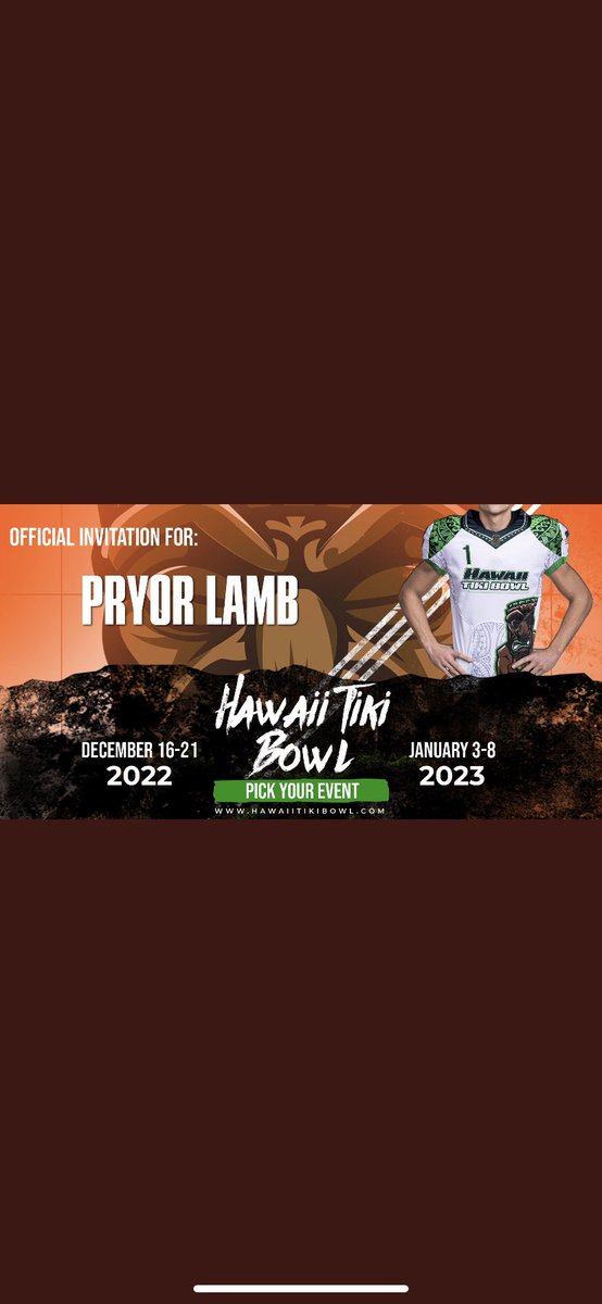 LambPryor's tweet photo. Officially invited to play in the Hawaii Tiki bowl! Blessed! @HawaiiTikiBowl @QBHitList @PrepRedzoneKY https://t.co/Ojb9rnC6oT