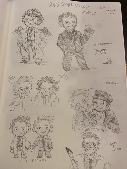 these spn doodles i did back in 2020 are kinda cute actually 