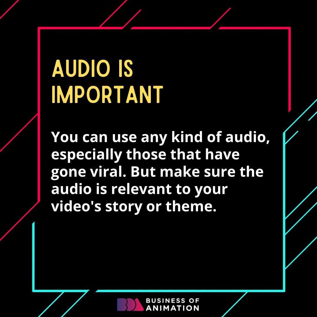 animationbiz's tweet photo. 1. Go full-screen
2. Tell a short story
3. Use high-resolution video
4. Audio is important
#AnimatorTiktokVideos #TiktokVideosForAnimators #AnimationVideoMarketing #VideoMarketingForFreelanceAnimators #AnimationServicesPromotion #GraphicDesign #Anime #BusinessOfAnimation https://t.co/DVoSHNrafK