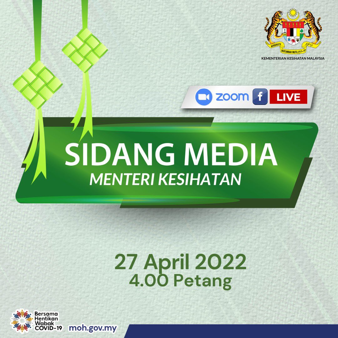 KKMPutrajaya's tweet photo. Saksikan Sidang Media Menteri Kesihatan YB @Khairykj pada jam 4.00 petang ini, secara langsung di FB KKM. https://t.co/trRF889jBz