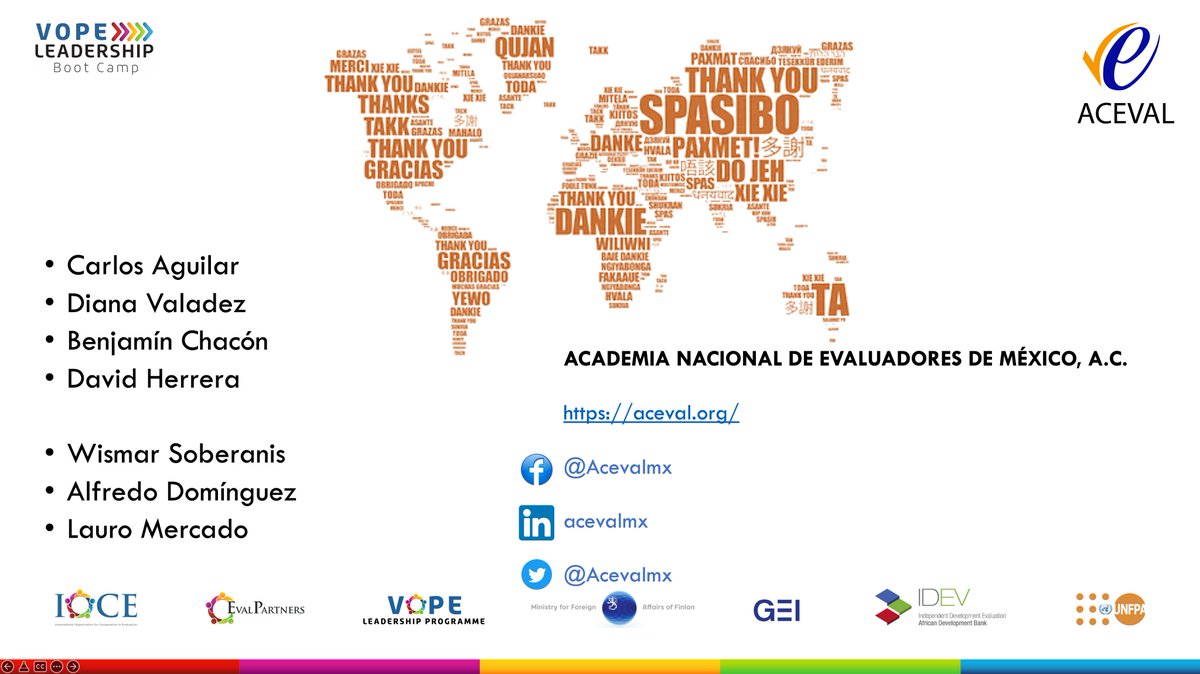 Acevalmx's tweet photo. ¡Y lo que viene! Muchísimas gracias por acompañarnos.

#bootcamp #IOCE #VOPEBootCamp  #JAVOPE #CADEA #RENECO #ReLAC_eval #VENEVAL #REPAE #REDMEBOL #REDHPRESS #EvalPerú  #SEEval #AproevalIbero #Aproeval https://t.co/QEat4Wx0ZN