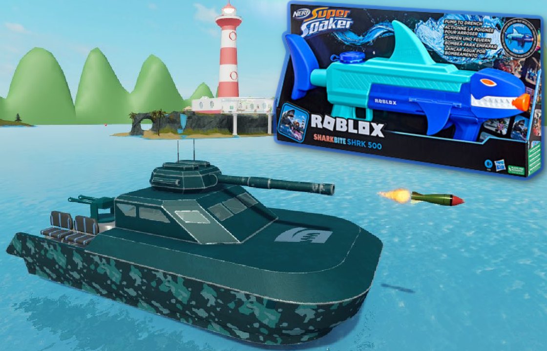 NERF Super Soaker Roblox SharkBite SHRK 500 Gun and Virtual Item Code NEW