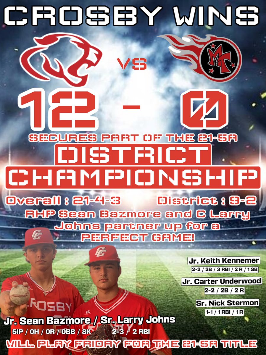 Crosby HS Baseball tweet media