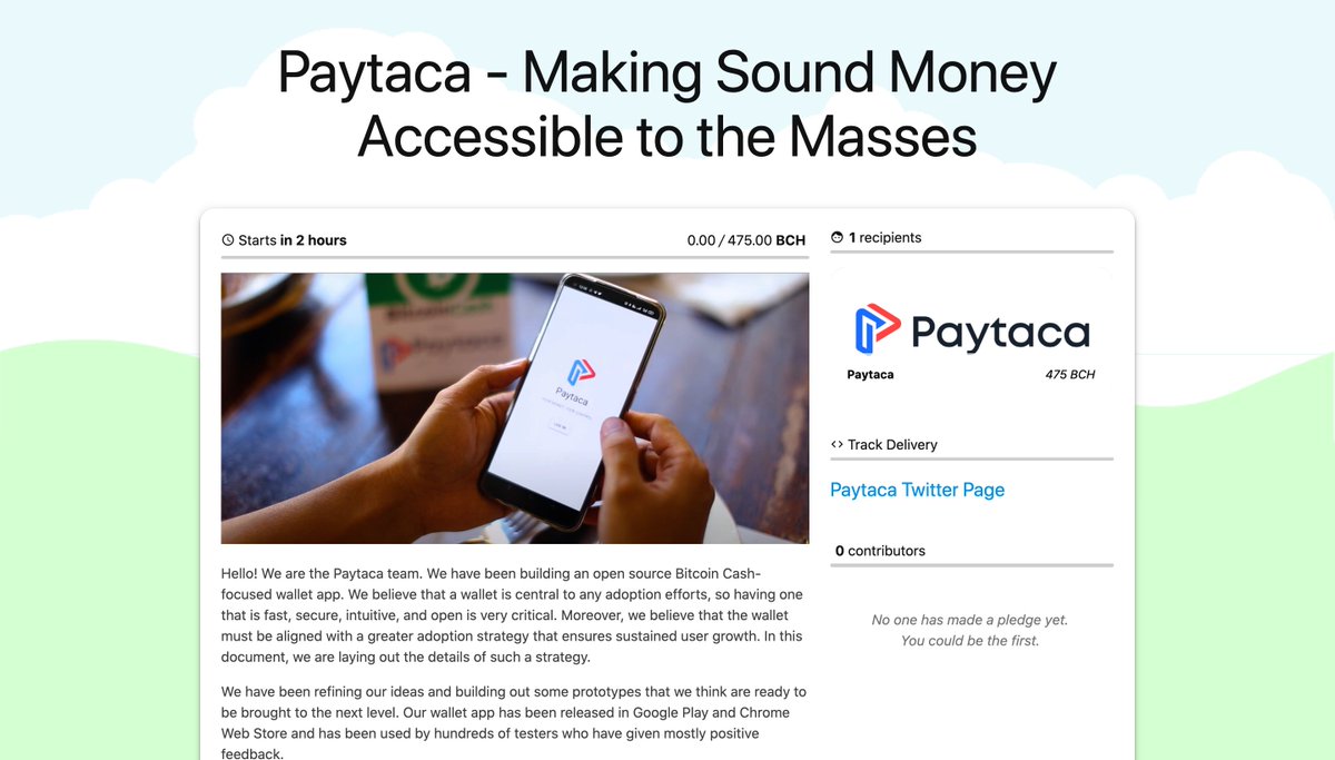 _paytaca_'s tweet photo. For about 3 years now, we have been bootstrapping. It’s now time to bring this to the next level and we need your help. In 2 hours, our Flipstarter campaign is going to start. It will run for 30 days. Check it out: https://t.co/SnPbL3b4GK https://t.co/4QzA2PoInp