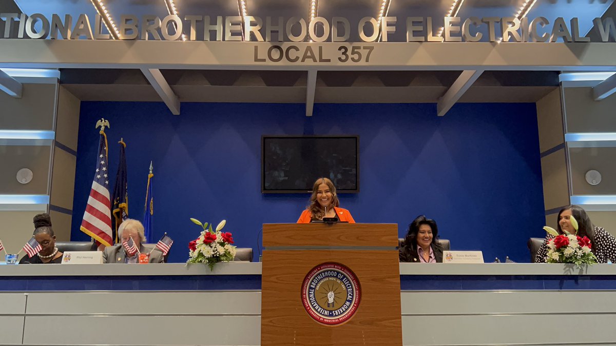 NVAFLCIO's tweet photo. Klarissa Principe from @Twu577FA addresses the #NVCOPE Conference: 

“I thank you guys for welcoming my local to the NV AFL-CIO family. I look forward to all the future fights that we will embark together. Because that’s what we do. That’s what it means to be union.” #UnionStrong https://t.co/FHjrqPxy98