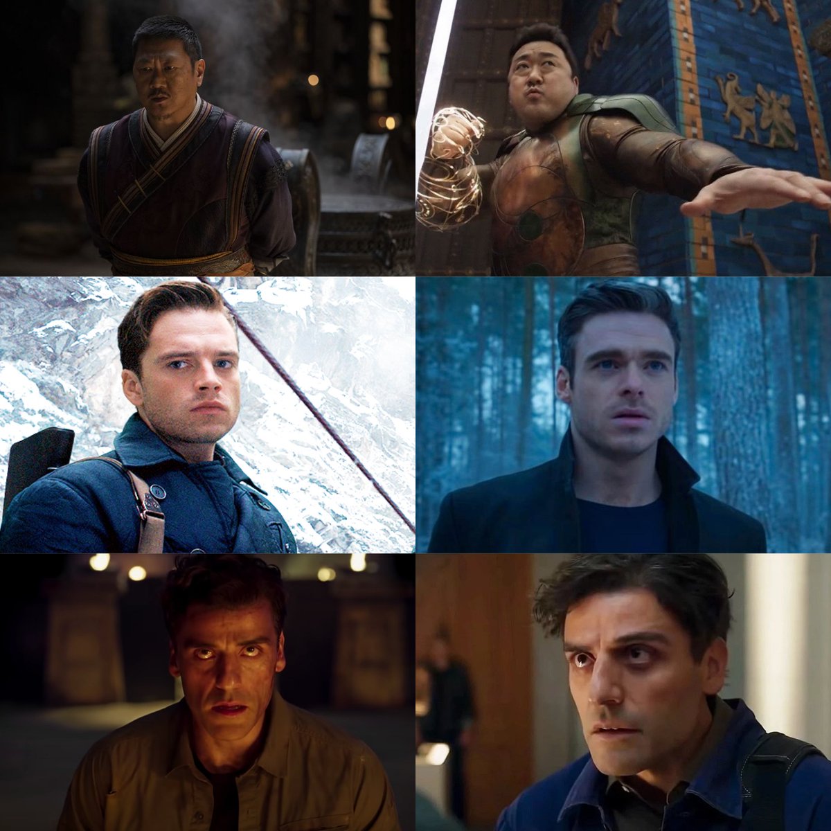 Algunos personajes del UCM que se parecen mucho. (El último es el mejor 😂) #MoonKnight #Eternals #MarvelStudios #Marvel #StevenGrant