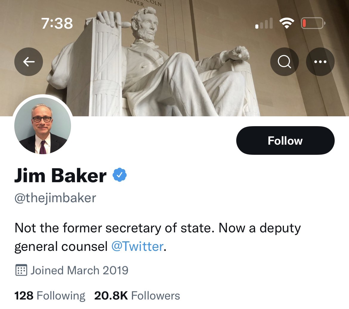 Cernovich (@cernovich) on Twitter photo Twitter lawyer Jim Baker, when general counsel of the FBI, personally arranged a meeting between the FBI and Michael Sussmann. In this meeting, Sussmann presented fabricated evidence in the Alfa bank matter.
<a href="/elonmusk/">Kekius Maximus</a>, this is who is inside Twitter.
He facilitated fraud. Twitter lawyer Jim Baker, when general counsel of the FBI, personally arranged a meeting between the FBI and Michael Sussmann. In this meeting, Sussmann presented fabricated evidence in the Alfa bank matter.
<a href="/elonmusk/">Kekius Maximus</a>, this is who is inside Twitter.
He facilitated fraud.