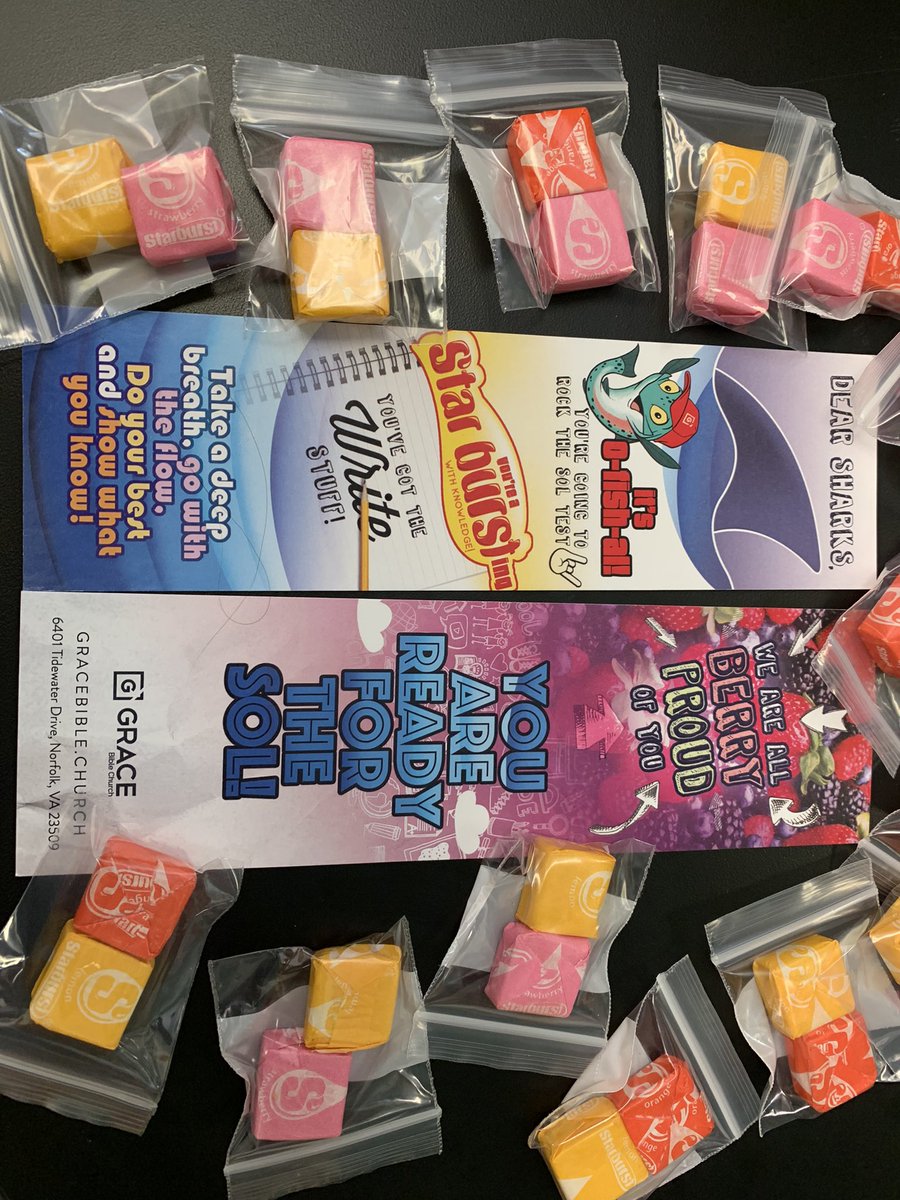 Thank you <a href="/gracebible757/">Grace Bible Church</a> for our SOL treats and positive bookmarks for our scholars who are @Starbursts of knowledge and energy. We are excited everyday they shine! <a href="/gracebible757/">Grace Bible Church</a> is also supporting our teachers for Teacher Appreciation Week.