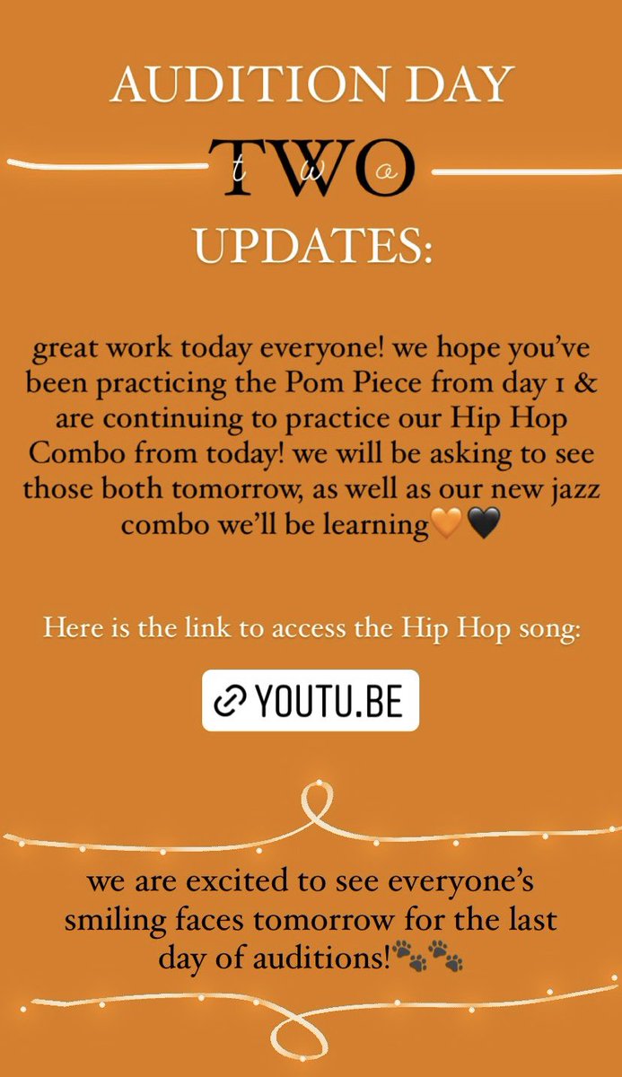 Audition Day TWO Updates🧡🖤 Link for “Yikes” : youtu.be/wqnQXX2qATs