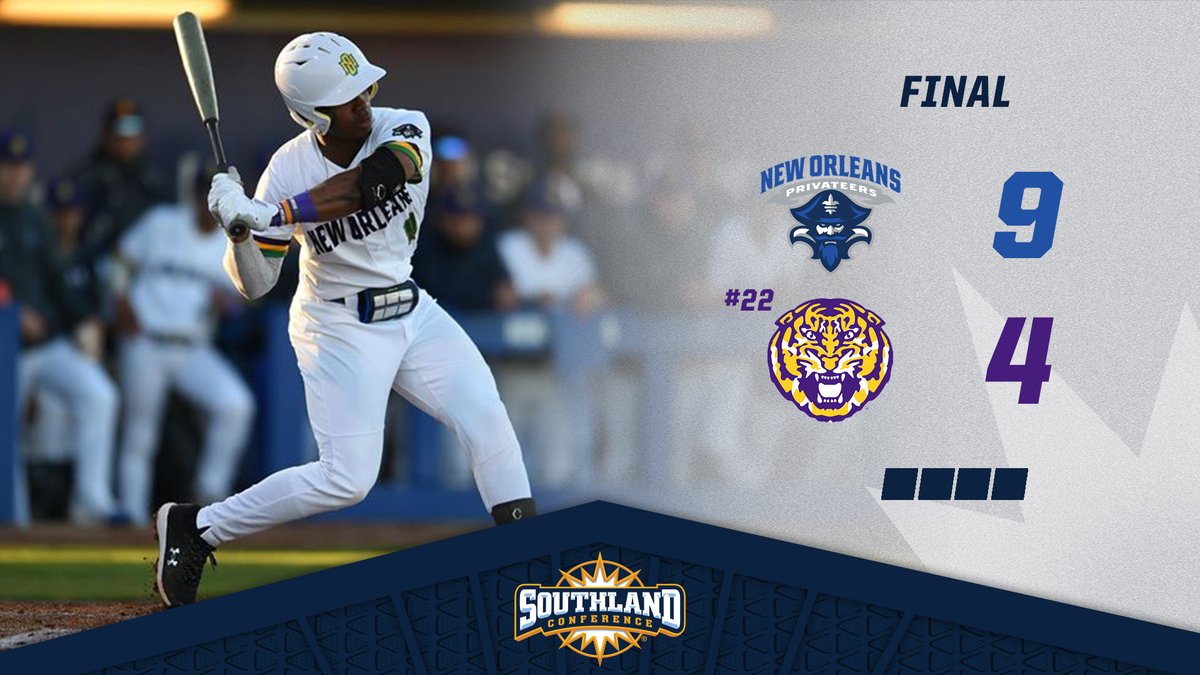 Southland Conference (@southlandsports) on Twitter photo 𝐓𝐚𝐦𝐞𝐝 𝐭𝐡𝐞 𝐓𝐢𝐠𝐞𝐫𝐬.
<a href="/alarry21/">amani larry</a>'s 3⃣-run triple helps the Privateers blow the game open in a mid-week win over No. 2⃣2⃣ LSU❗️ #SouthlandStrong💪 #NOLAsTeam⚔️ 𝐓𝐚𝐦𝐞𝐝 𝐭𝐡𝐞 𝐓𝐢𝐠𝐞𝐫𝐬.
<a href="/alarry21/">amani larry</a>'s 3⃣-run triple helps the Privateers blow the game open in a mid-week win over No. 2⃣2⃣ LSU❗️ #SouthlandStrong💪 #NOLAsTeam⚔️