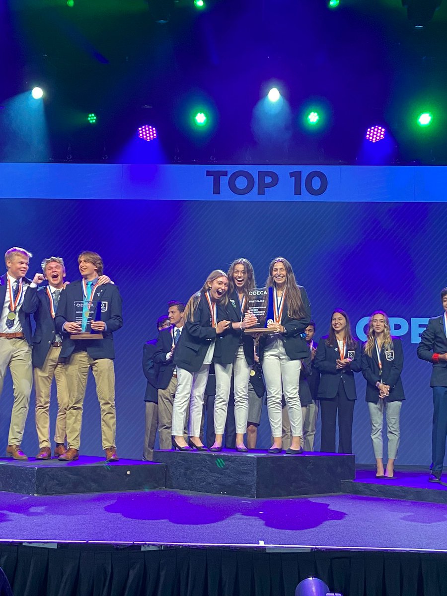 Congratulations to the junior trio of Maddie Paritsky, Sophie Heidt &amp; Hannah Golden for their 1st Place finish in Financial Operations Research!! 🥇🏆💙💛 #decaglass #decaicdc