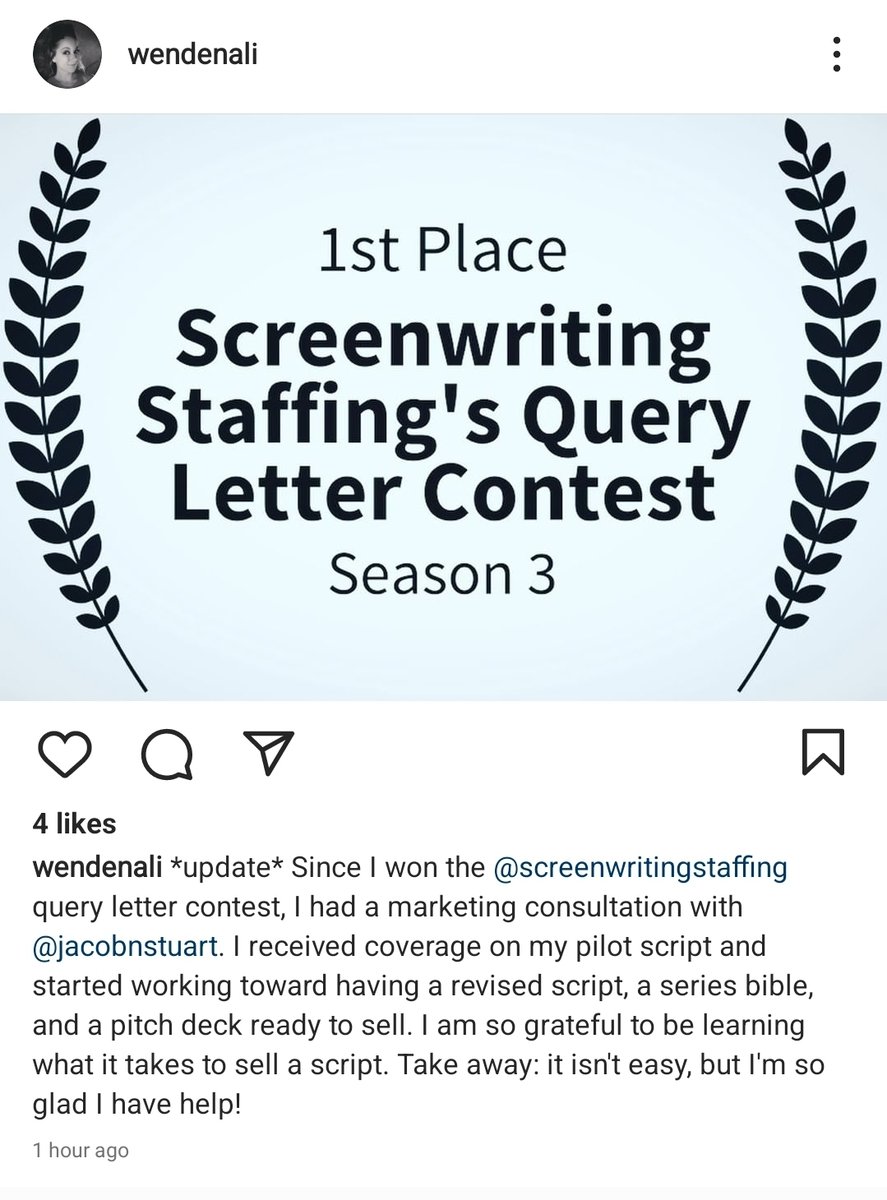ScreenwritingSU's tweet photo. So happy to have helped Dr. Wendy Bustamante market her winning TV Pilot query letter. Cheers to much success, Wendy -- and thanks for the testimonial! 

Read here query letter: https://t.co/0bhyWfi1pL

SS Founder: @jacobnstuart https://t.co/edr4tfdLY7