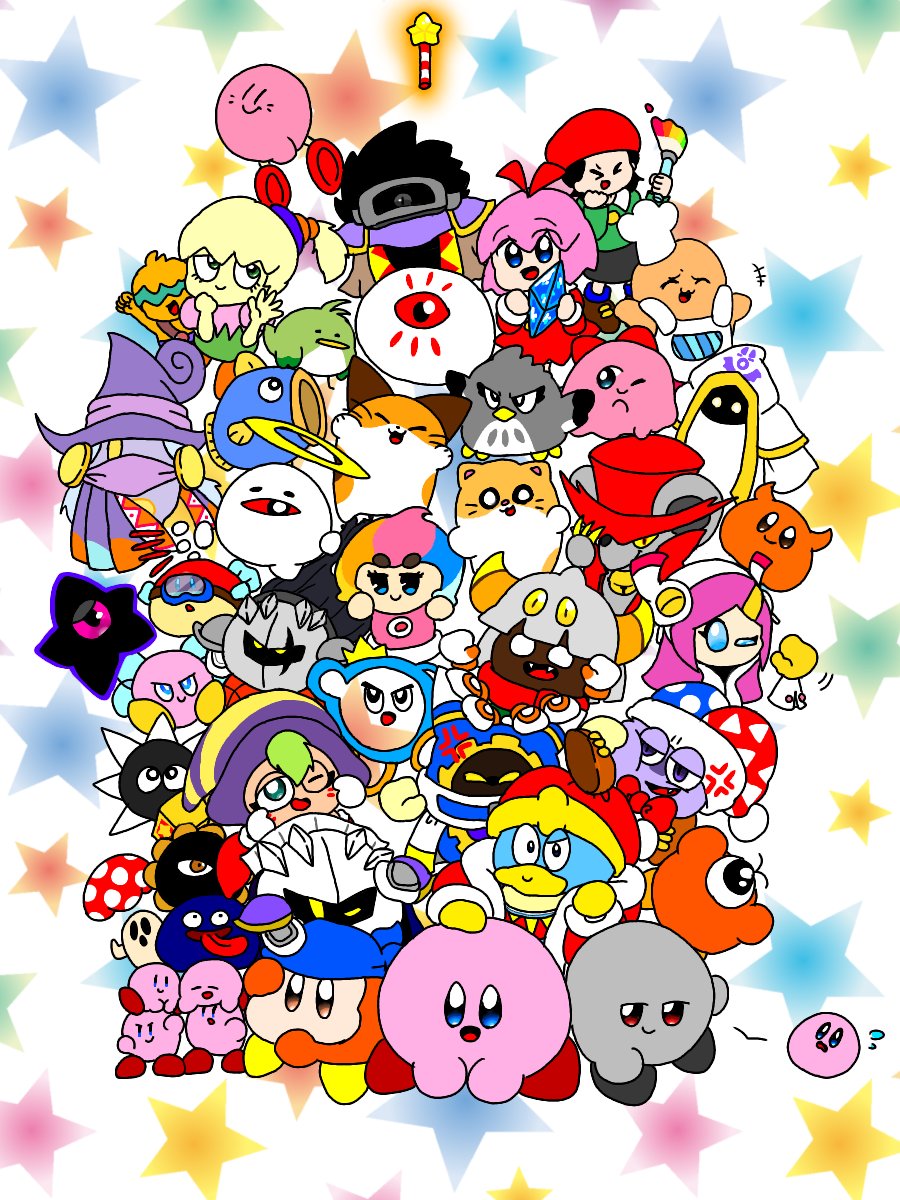 星のカービィ30周年 #カービィ30周年 全然描けないので歴代集合絵を