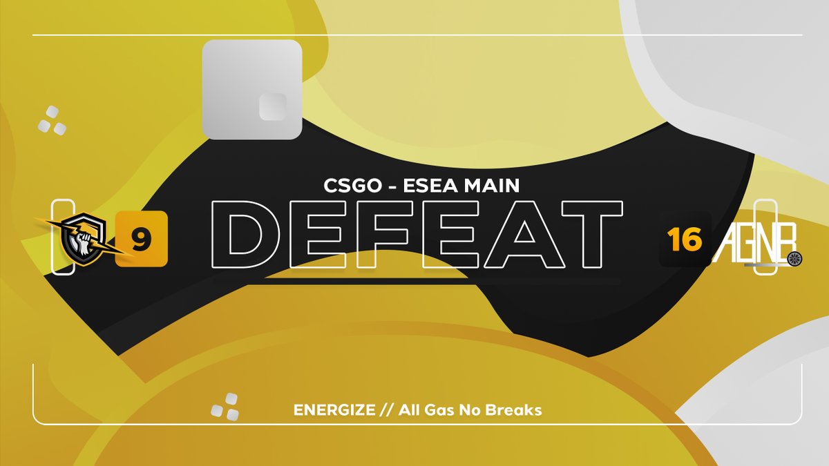 Our Counter Strike team falls short tonight to All Gas No Breaks 16-9 which makes us 0-1 to start this season. We will be back stronger this does not stop progress. WE ARE ENERGIZE.

#PowerUP⚡️