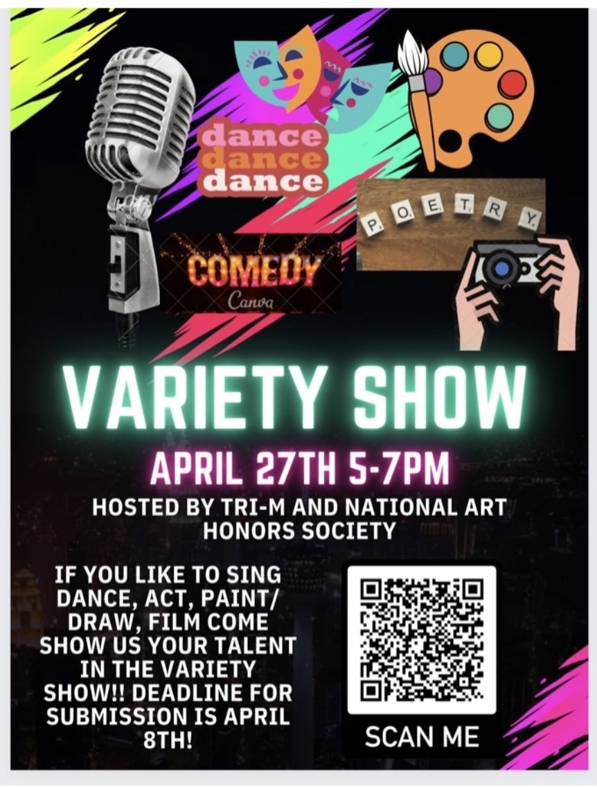 Come on out and enjoy the talent !!! Variety Show 4/27 from 5-7pm 🤗 You don't want to miss this !